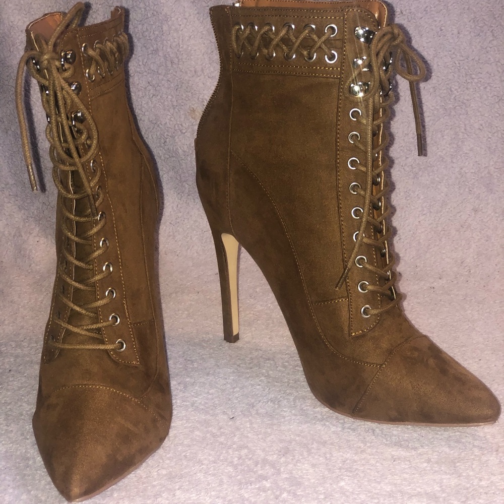 Maggie Brown Lace Up Bootie